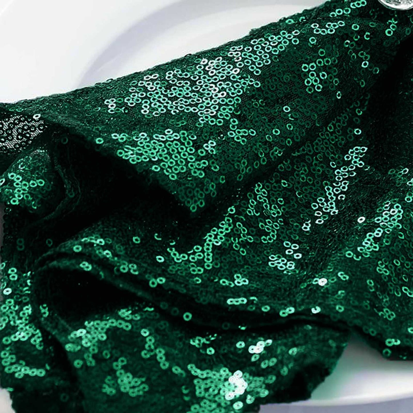 Sequin 20"x20" Napkin Hunter Emerald Green - Shimmering Dinner Napkin