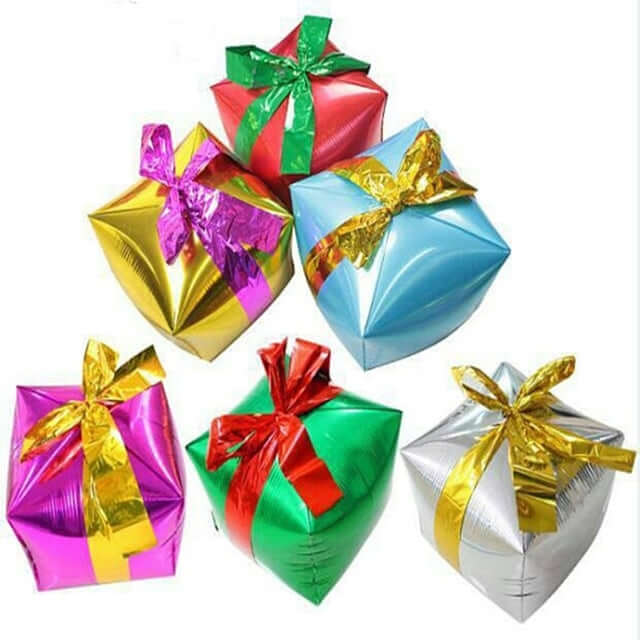 14" Gold Cube Mylar Balloons, 4D Square Foil Balloons