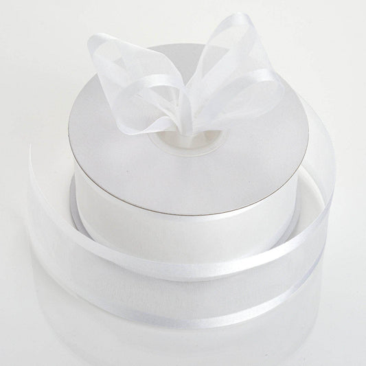 25 Yards 1.5" White Organza Ribbon With Satin Edges