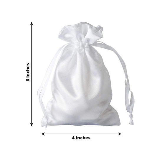 12 Pack 4"x6" White Satin Drawstring Wedding Party Favor Gift Bags
