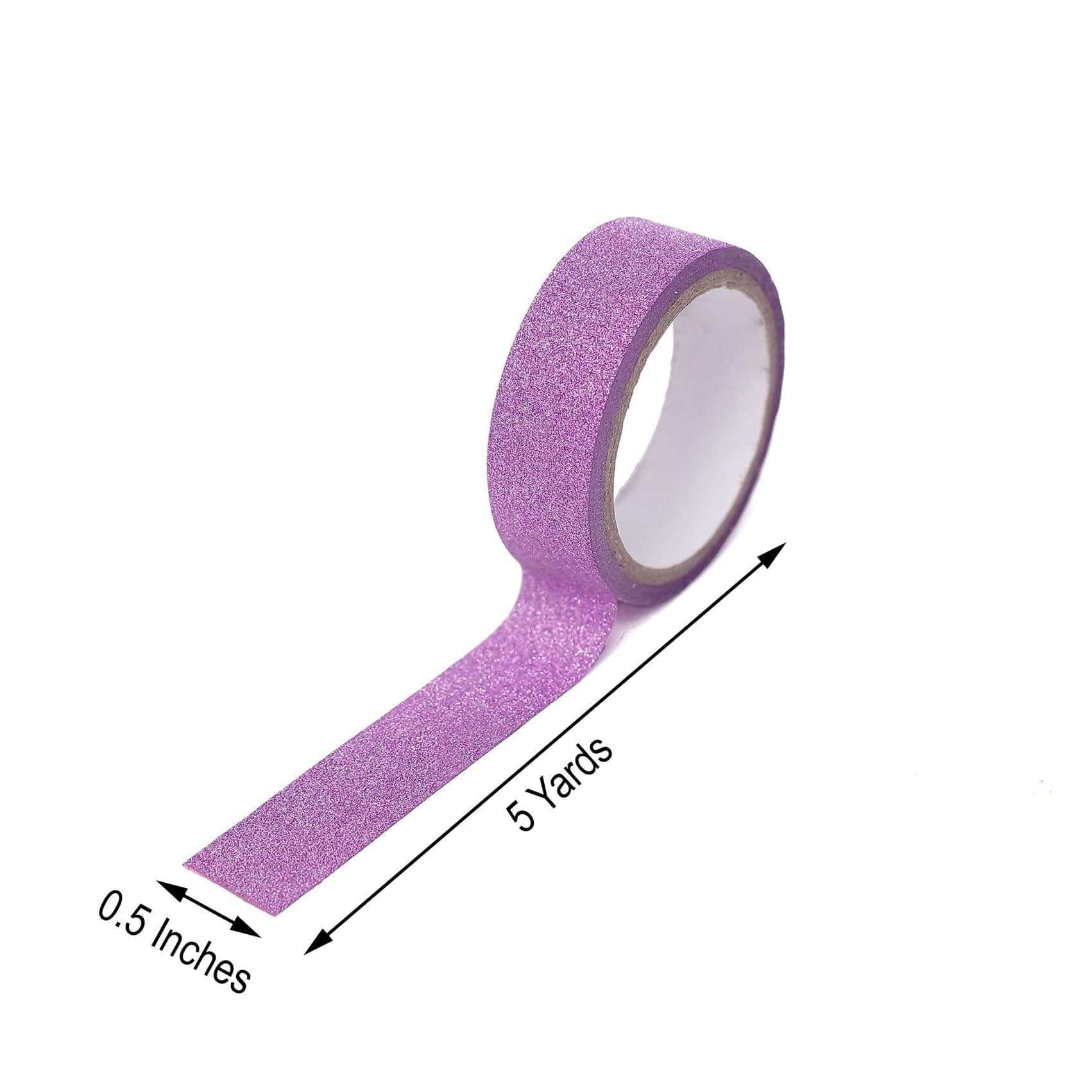 5 Pack 0.5"x5 Yards Purple Washi DIY Craft Glitter Tape