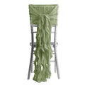 1 Set Chiffon Hoods Chair Sashes with Willow Ruffles Design Dusty Sage Green - Stylish Chair Bow Decor - Bell Racket Store