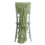 1 Set Chiffon Hoods Chair Sashes with Willow Ruffles Design Dusty Sage Green - Stylish Chair Bow Decor - Bell Racket Store