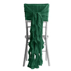 1 Set Chiffon Hoods Chair Sashes with Willow Ruffles Design Hunter Emerald Green - Stylish Chair Bow Decor - Bell Racket Store