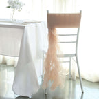 1 Set Chiffon Hoods Chair Sashes with Willow Ruffles Design Nude - Stylish Chair Bow Decor - Bell Racket Store