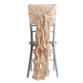 1 Set Chiffon Hoods Chair Sashes with Willow Ruffles Design Nude - Stylish Chair Bow Decor - Bell Racket Store