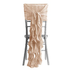 1 Set Chiffon Hoods Chair Sashes with Willow Ruffles Design Nude - Stylish Chair Bow Decor - Bell Racket Store
