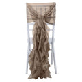 1 Set Chiffon Hoods Chair Sashes with Willow Ruffles Design Taupe - Stylish Chair Bow Decor - Bell Racket Store