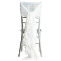 1 Set Chiffon Hoods Chair Sashes with Willow Ruffles Design White - Stylish Decor for Weddings & Gatherings
