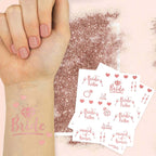 1 Set Rose Gold Bachelorette Party Bride Decor Accessories Kit, White Bridal Veil, Tiara Crown, Glittered Bride To Be Sash, & Stickers - Bell Racket Store