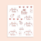 1 Set Rose Gold Bachelorette Party Bride Decor Accessories Kit, White Bridal Veil, Tiara Crown, Glittered Bride To Be Sash, & Stickers - Bell Racket Store