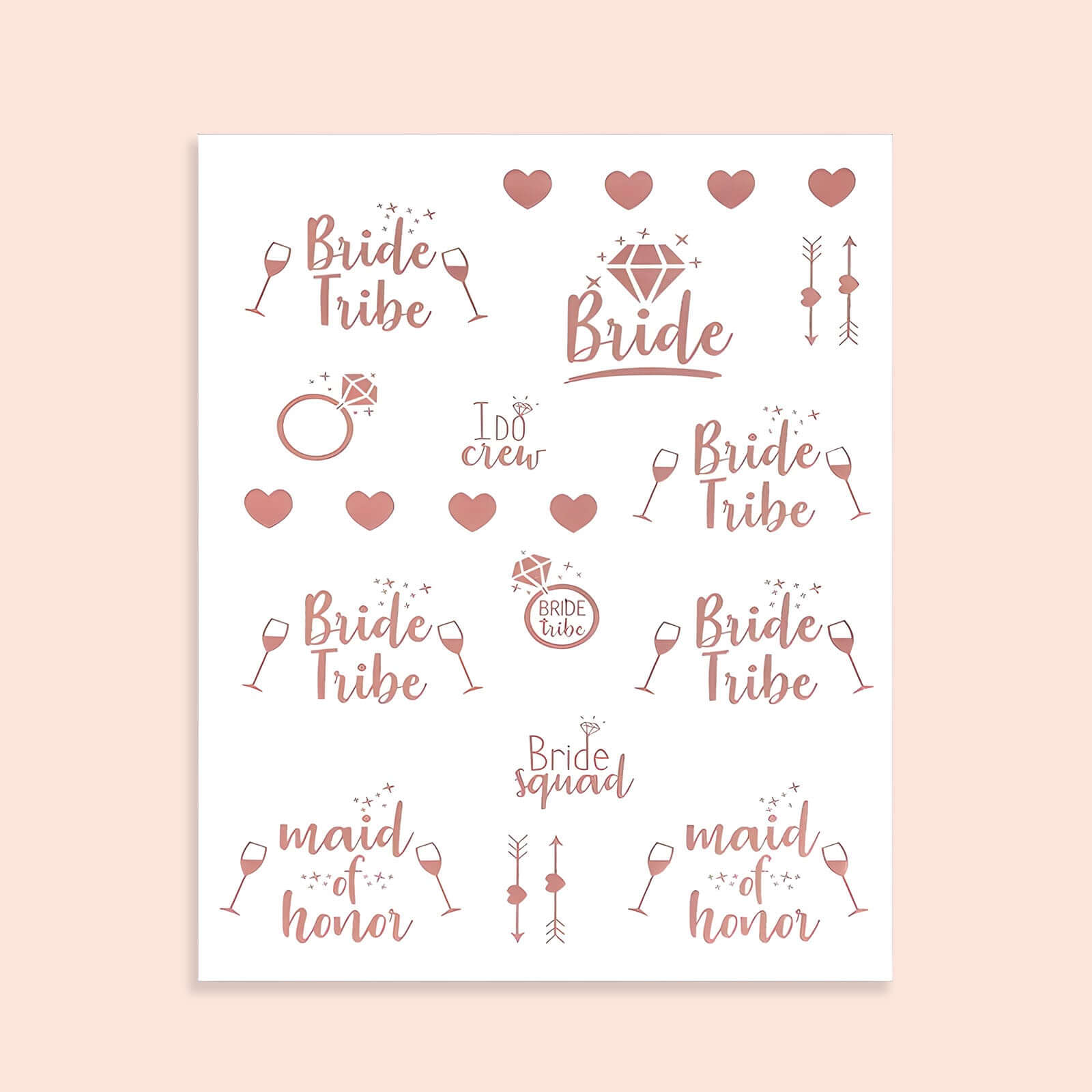 1 Set Rose Gold Bachelorette Party Bride Decor Accessories Kit, White Bridal Veil, Tiara Crown, Glittered Bride To Be Sash, & Stickers - Bell Racket Store