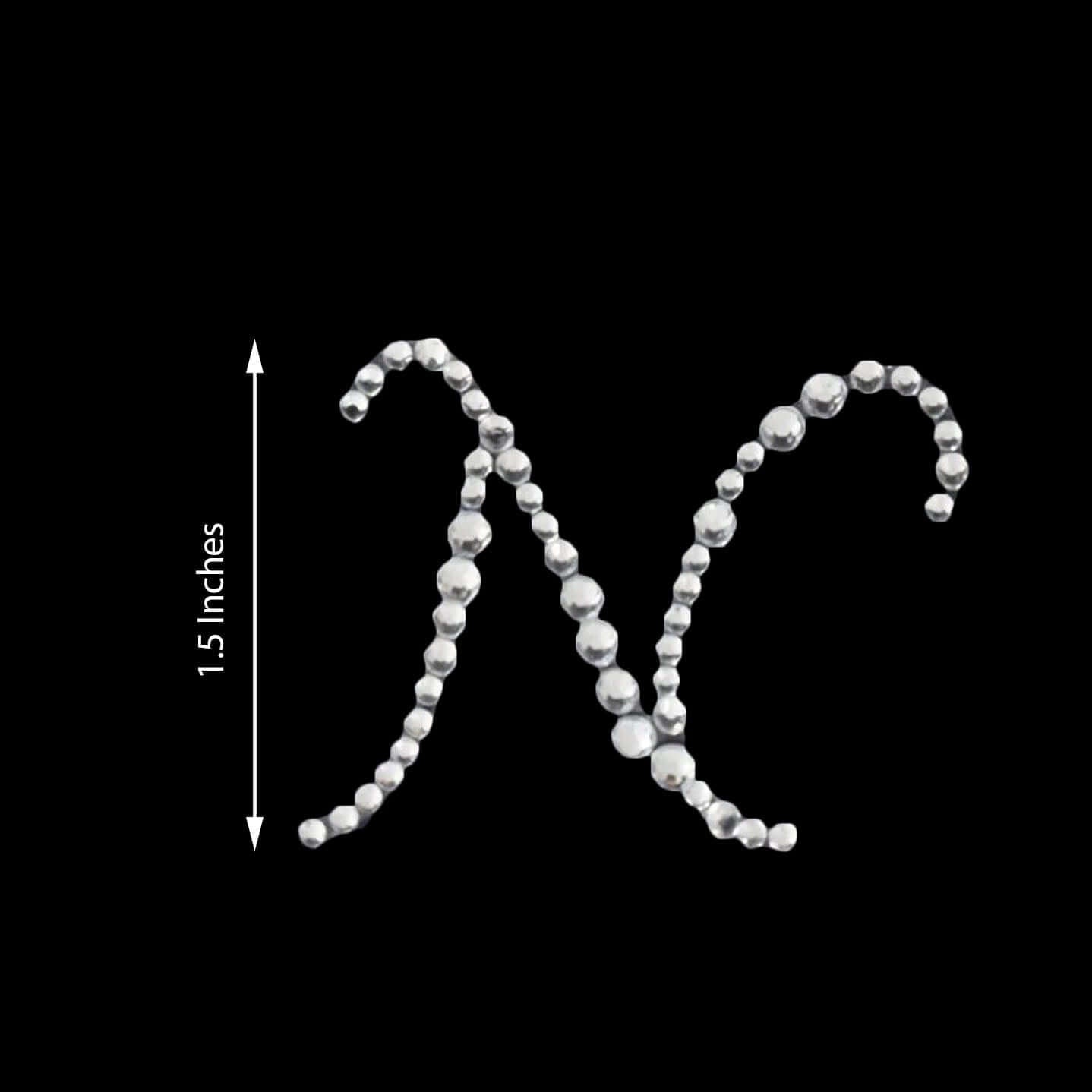 12 Pack 1.5" Clear Rhinestone Monogram Letter Jewel Sticker Self Adhesive DIY Diamond Decor - N