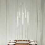 10 - Arm Round Cluster Acrylic Candelabra Clear with Circular Base - Stylish Taper Candle Holder Table Centerpiece for Pillar Candles 47" - Bell Racket Store