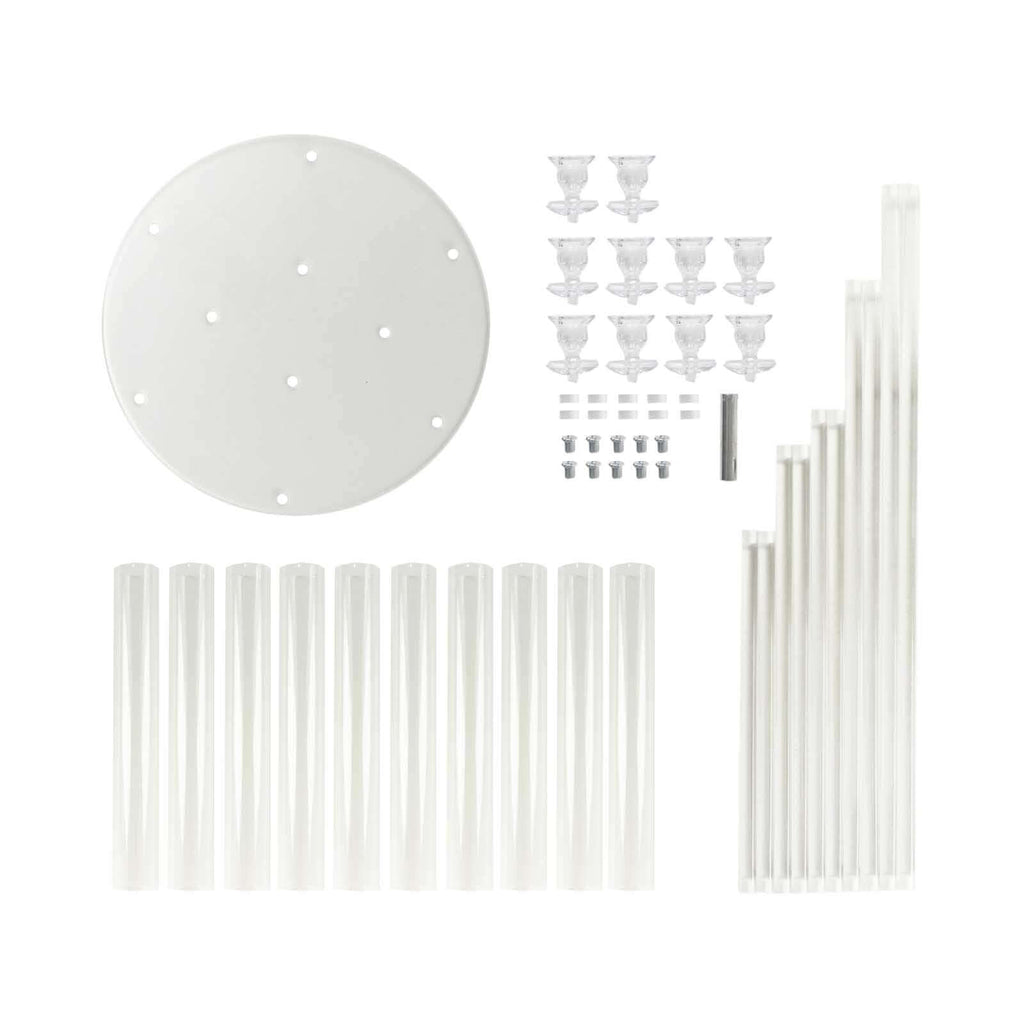 10 - Arm Round Cluster Acrylic Candelabra Clear with Circular Base - Stylish Taper Candle Holder Table Centerpiece for Pillar Candles 47" - Bell Racket Store