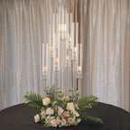 10-Arm Round Cluster Crystal Candelabra with Mirror Base Clear - Sparkling Candle Holder for Votive & Pillar Candles 47"