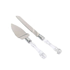 2 Set Knife and Server Stainless Steel with Clear Acrylic Handle - Party Favors with Gift Box 10" & 12"