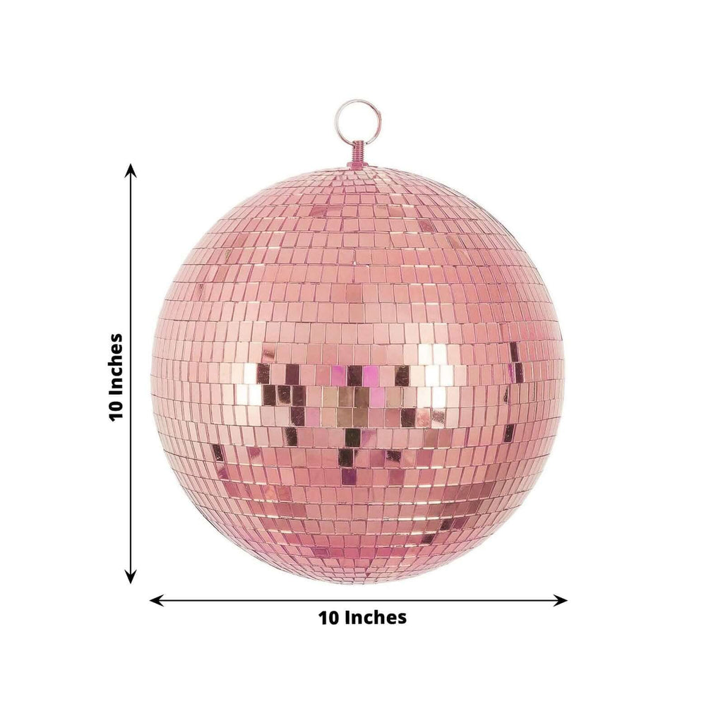 2 Pack 10" Rose Gold Foam Disco Mirror Ball With Hanging Swivel Ring, Holiday Party Decor