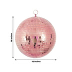 2 Pack 10" Rose Gold Foam Disco Mirror Ball With Hanging Swivel Ring, Holiday Party Decor