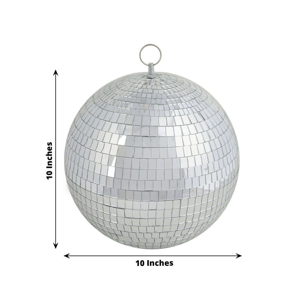 2 Pack 10" Silver Foam Disco Mirror Ball With Hanging Swivel Ring, Holiday Party Decor
