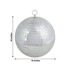 2 Pack 10" Silver Foam Disco Mirror Ball With Hanging Swivel Ring, Holiday Party Decor