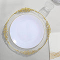 10-Pack Plastic 10" Round Dinner Plates in White with Gold Rim - Glossy Disposable Party Plates for Banquets & Special Occasions