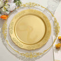 10-Pack Plastic 10" Round Dinner Plates Gold Embossed Scalloped Edge - Chic Disposable Party Plates for Special Occasions & Banquets