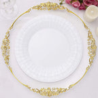 10-Pack Plastic Dinner Plates White Basketweave Rim - Durable Disposable Dinner Plates 10"