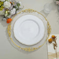 10-Pack Plastic 10" Dinner Plates in White with Gold Scalloped Rim - Disposable Large Party Plates for Upscale Events & Banquets