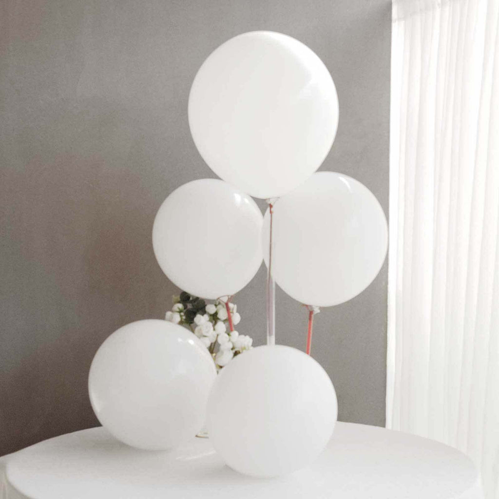 10 Pack 18" Matte Pastel White Helium or Air Latex Party Balloons - Bell Racket Store