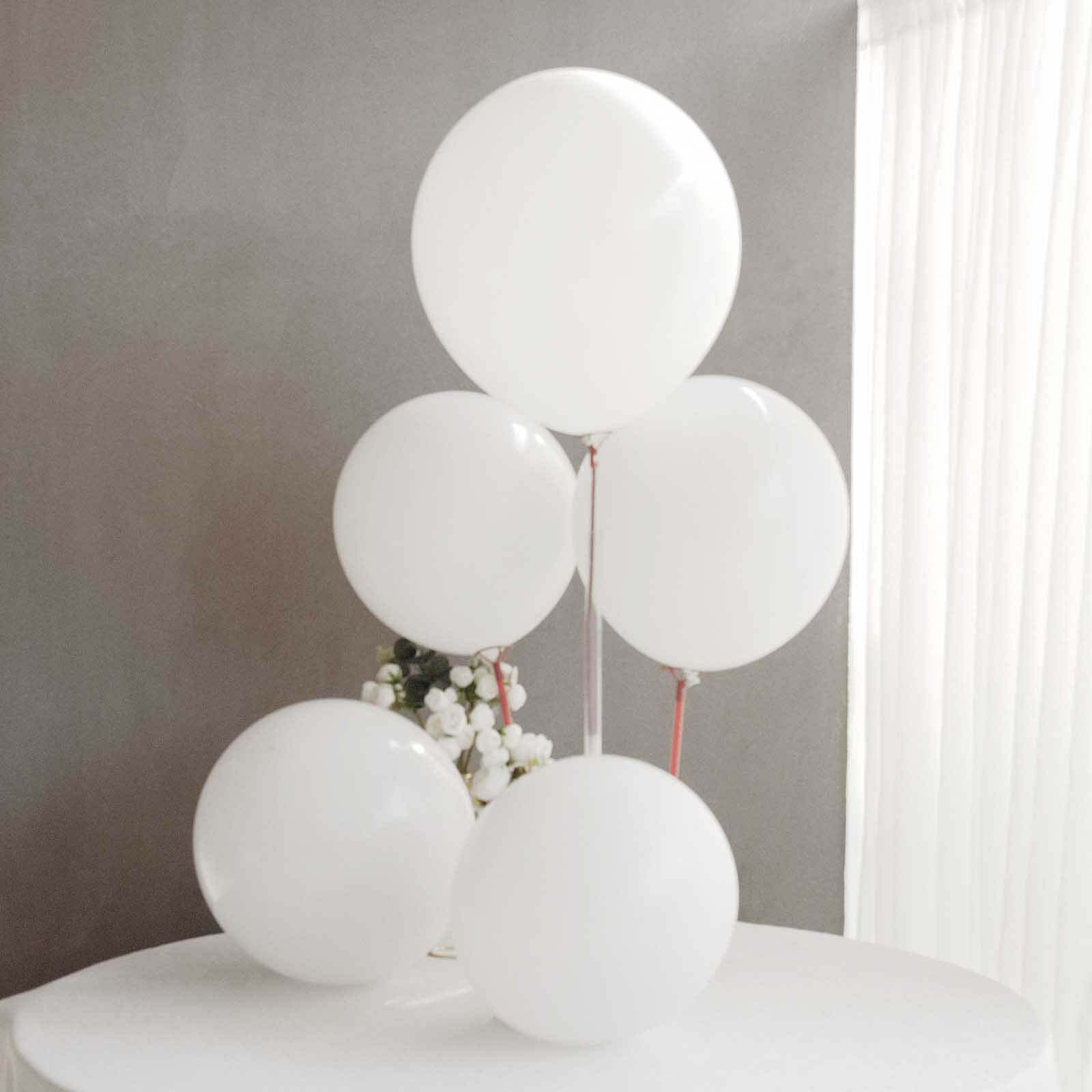 10 Pack 18" Matte Pastel White Helium or Air Latex Party Balloons - Bell Racket Store