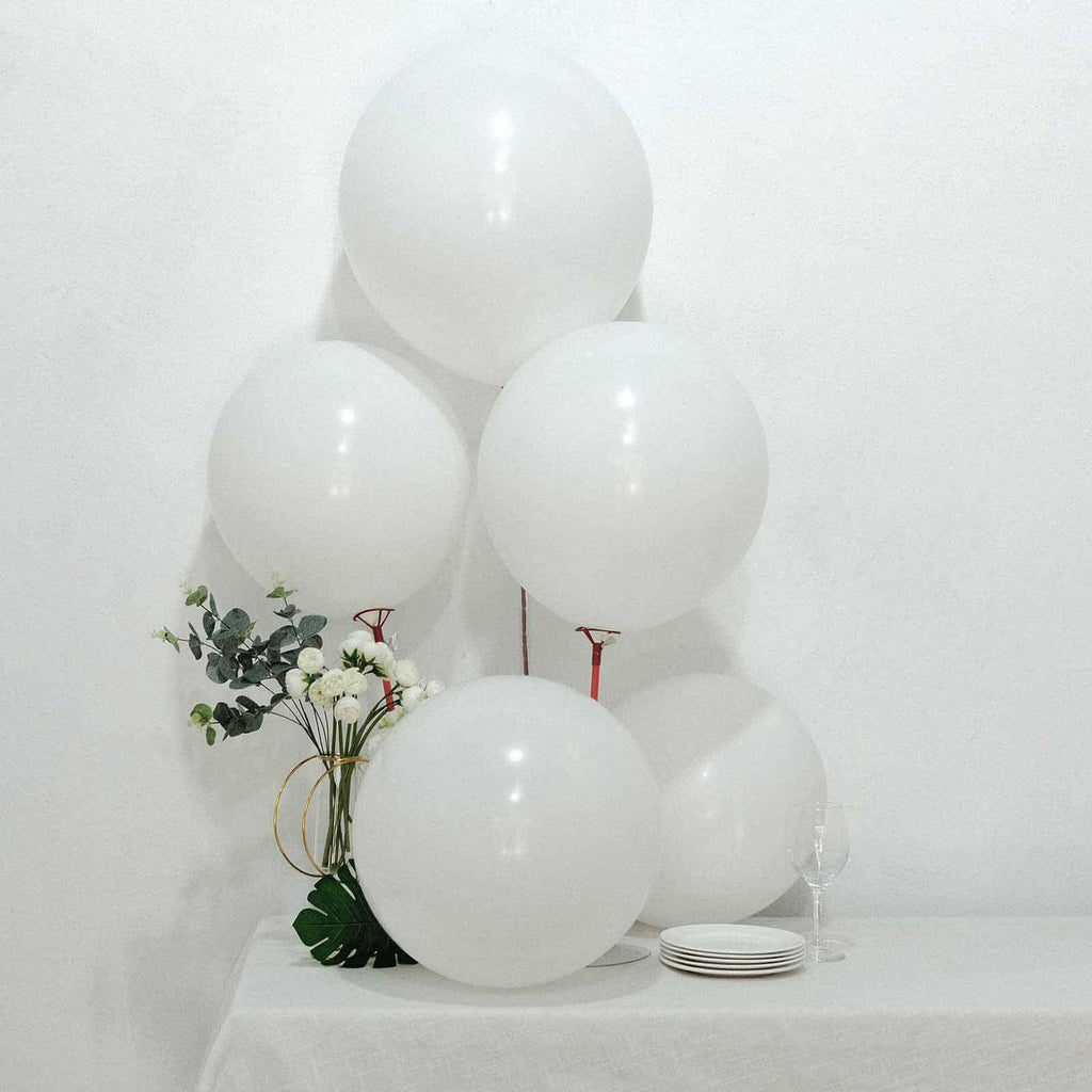 10 Pack 18" Matte Pastel White Helium or Air Latex Party Balloons - Bell Racket Store