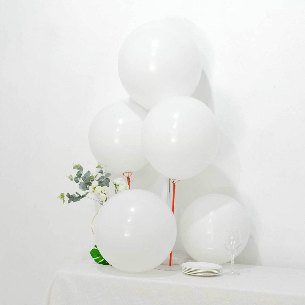 10 Pack 18" Matte Pastel White Helium or Air Latex Party Balloons - Bell Racket Store