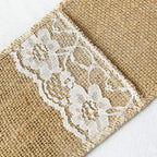 10 Pack 4"x8" Natural Burlap Lace Single Set Silverware Holder Pouch - Bell Racket Store