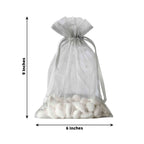 10 Pack 6"x9" Silver Organza Drawstring Wedding Party Favor Gift Bag - Bell Racket Store