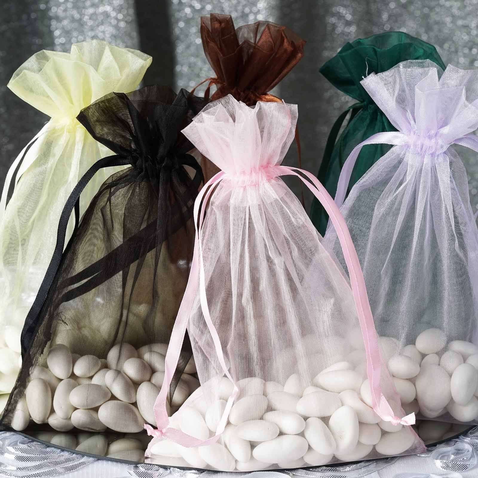10 Pack 6"x9" Silver Organza Drawstring Wedding Party Favor Gift Bag - Bell Racket Store