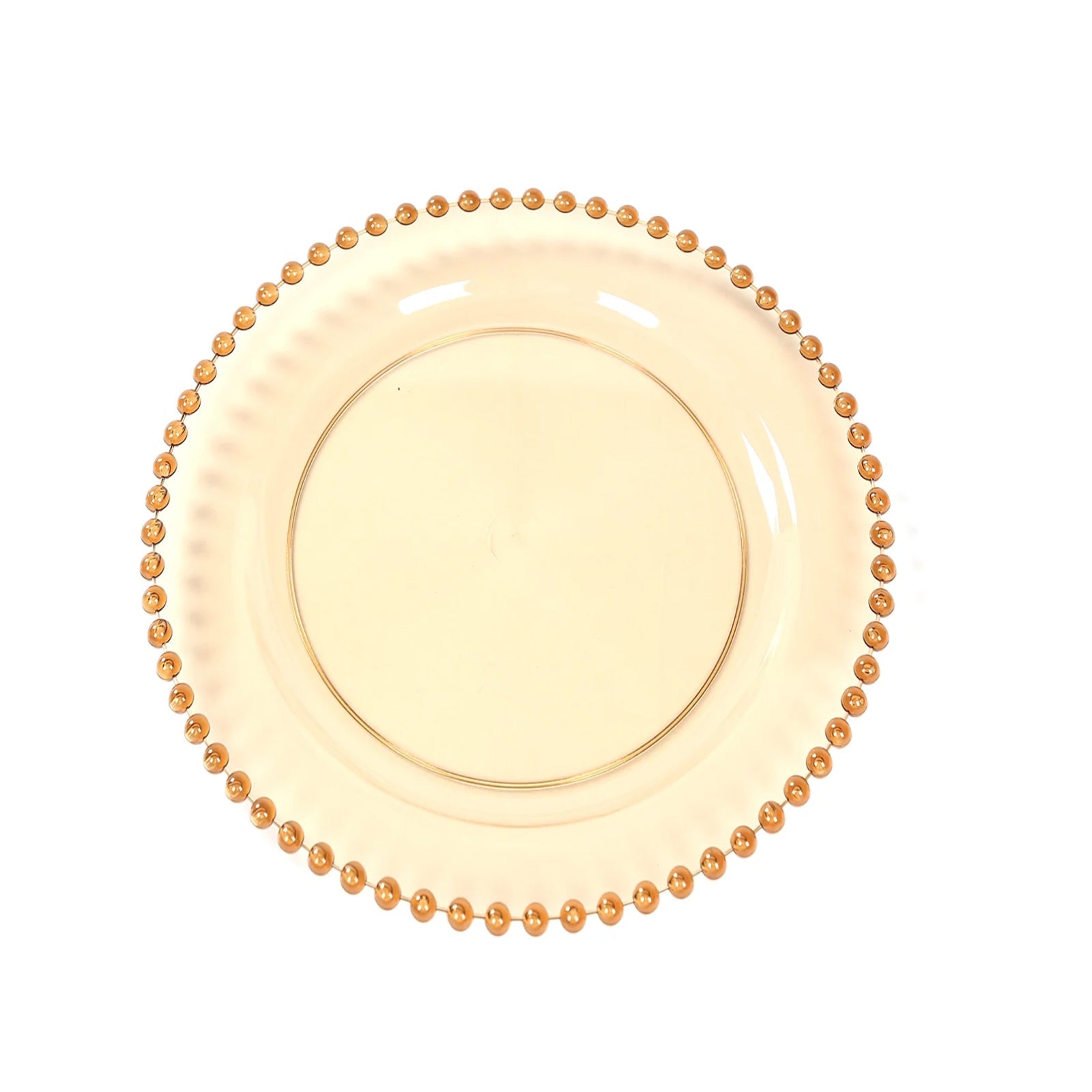 10 - Pack Amber Gold Plastic Dessert Plates â€“ 8" Round with Beaded Rim, Disposable for Parties & Events - Bell Racket Store