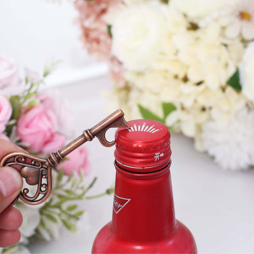 10 Pack Antique Gold Skeleton Key Bottle Opener Party Favors Wedding Souvenirs, Vintage Wedding Bridal Shower Favors With Tag Card & Chain - Bell Racket Store