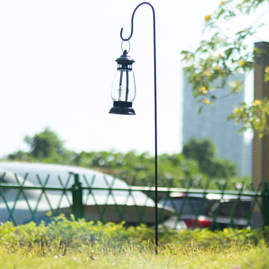 10 Pack Black Metal Shepherds Hook Lantern Hangers with 2 Prong Base, 46" Tall Outdoor Plant Hanger Stands Heavy Duty Bird Feeder Poles - Bell Racket Store