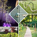 10 Pack Black Metal Shepherds Hook Lantern Hangers with 2 Prong Base, 46" Tall Outdoor Plant Hanger Stands Heavy Duty Bird Feeder Poles - Bell Racket Store