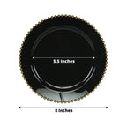 10 - Pack Black Plastic Dessert Plates â€“ 8" Round with Gold Beaded Rim, Disposable for Parties & Events - Bell Racket Store
