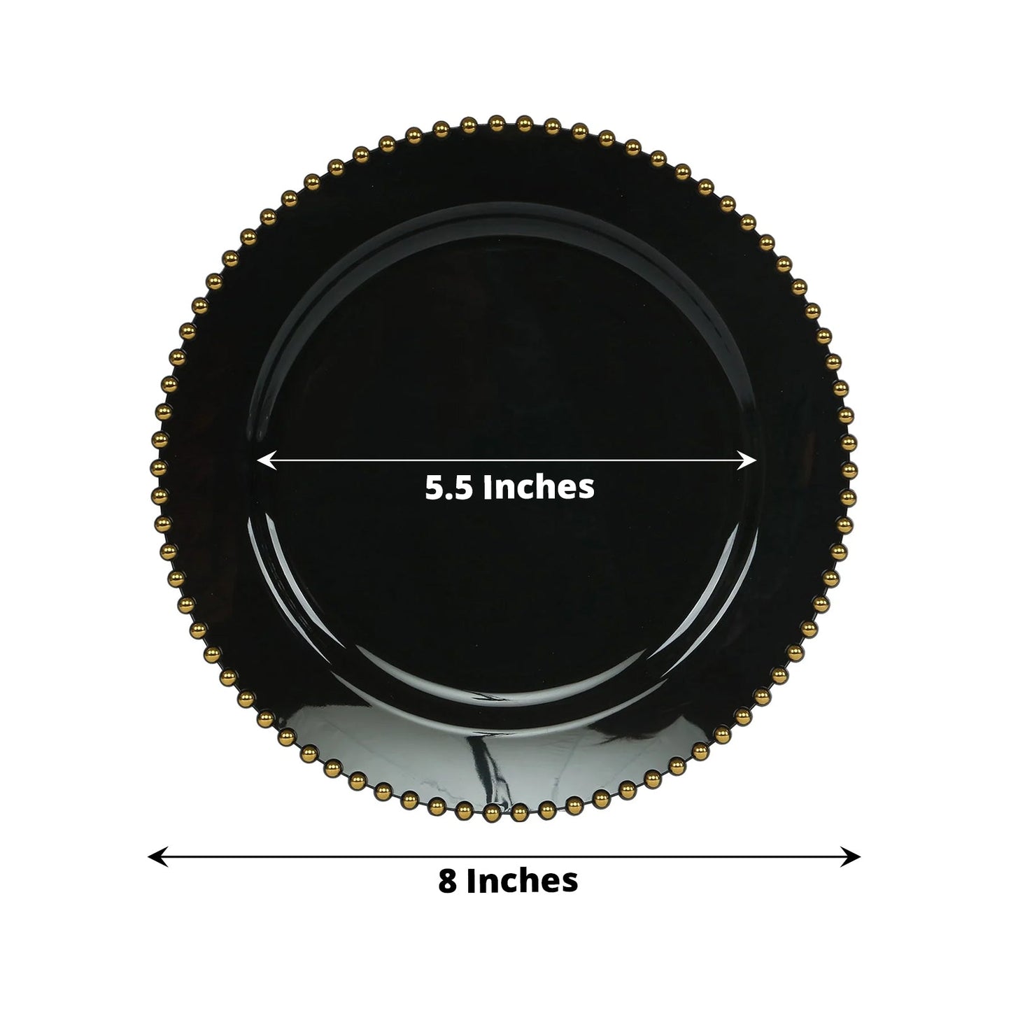 10 - Pack Black Plastic Dessert Plates â€“ 8" Round with Gold Beaded Rim, Disposable for Parties & Events - Bell Racket Store