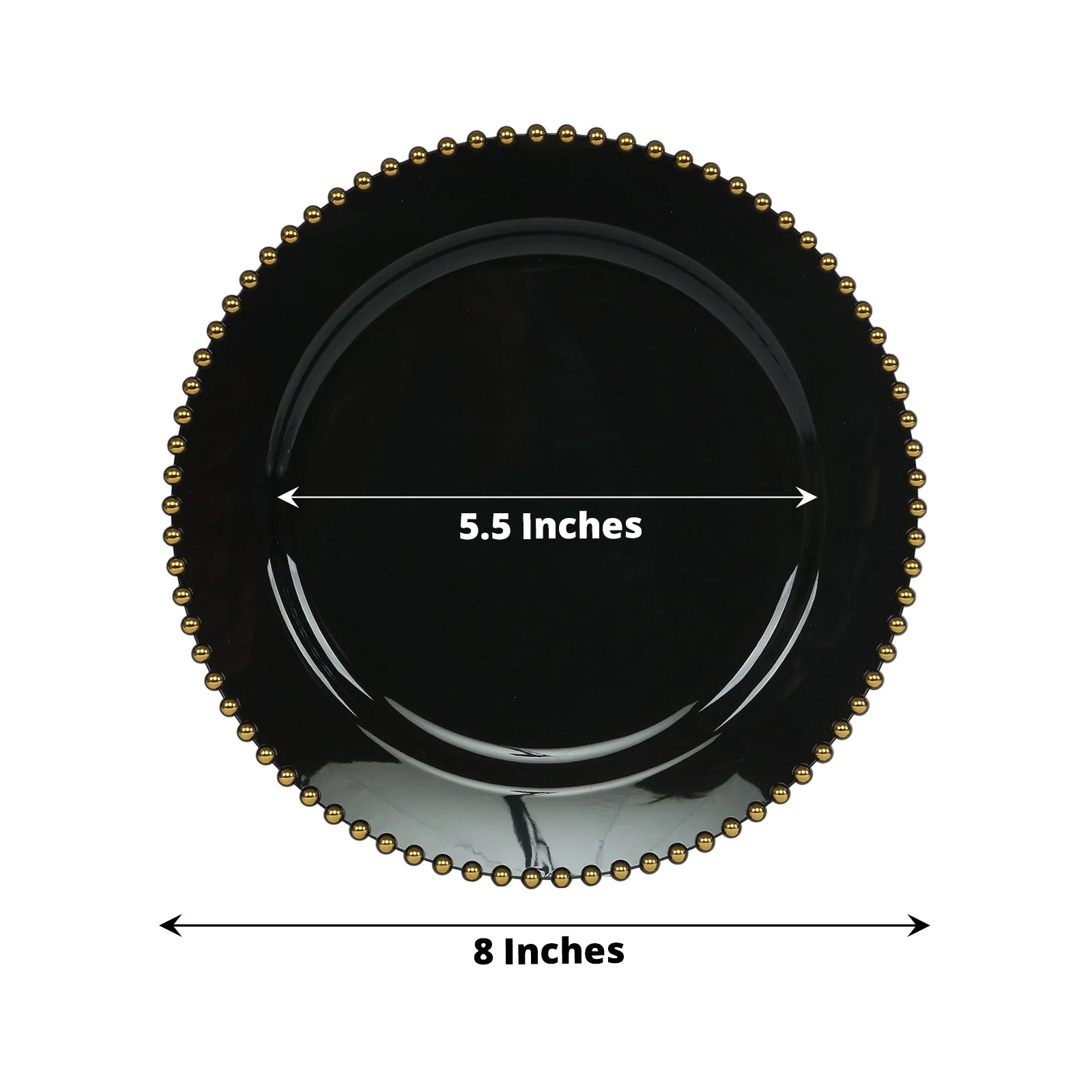 10 - Pack Black Plastic Dessert Plates â€“ 8" Round with Gold Beaded Rim, Disposable for Parties & Events - Bell Racket Store