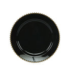 10 - Pack Black Plastic Dessert Plates â€“ 8" Round with Gold Beaded Rim, Disposable for Parties & Events - Bell Racket Store
