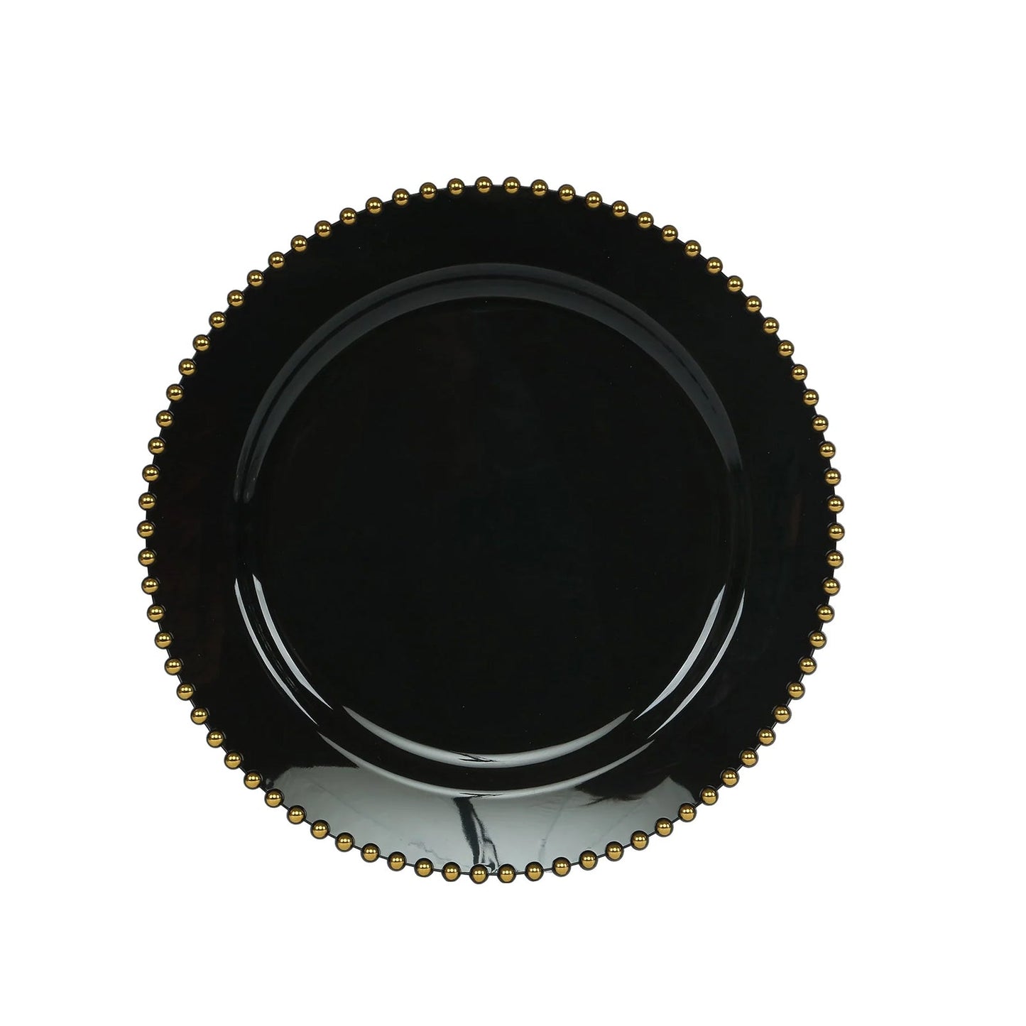 10 - Pack Black Plastic Dessert Plates â€“ 8" Round with Gold Beaded Rim, Disposable for Parties & Events - Bell Racket Store