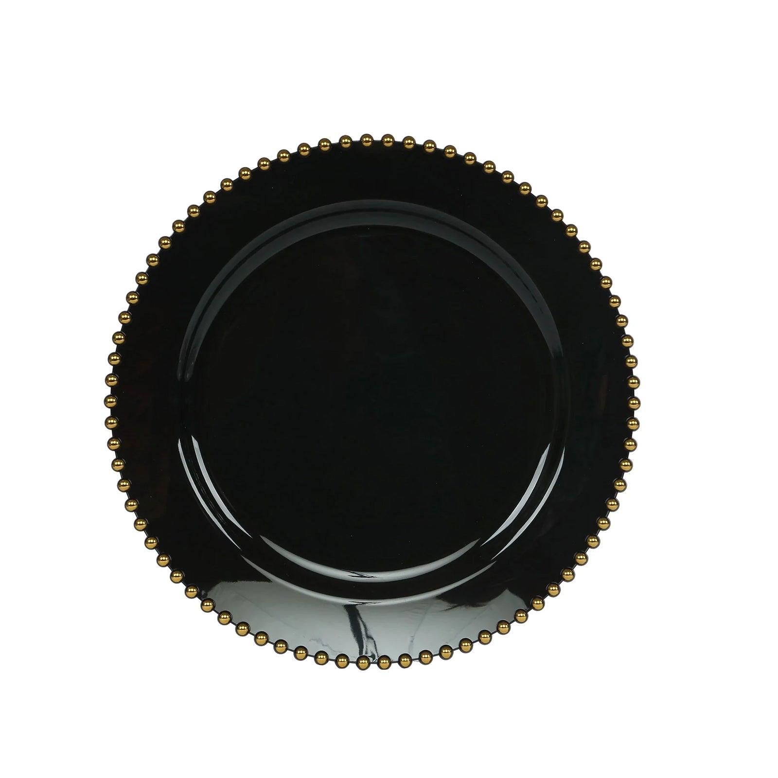10 - Pack Black Plastic Dessert Plates â€“ 8" Round with Gold Beaded Rim, Disposable for Parties & Events - Bell Racket Store