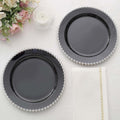 10 - Pack Black Plastic Dessert Plates â€“ 8" Round with Silver Beaded Rim, Disposable for Parties & Events - Bell Racket Store