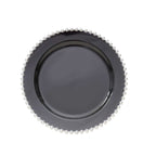 10 - Pack Black Plastic Dessert Plates â€“ 8" Round with Silver Beaded Rim, Disposable for Parties & Events - Bell Racket Store