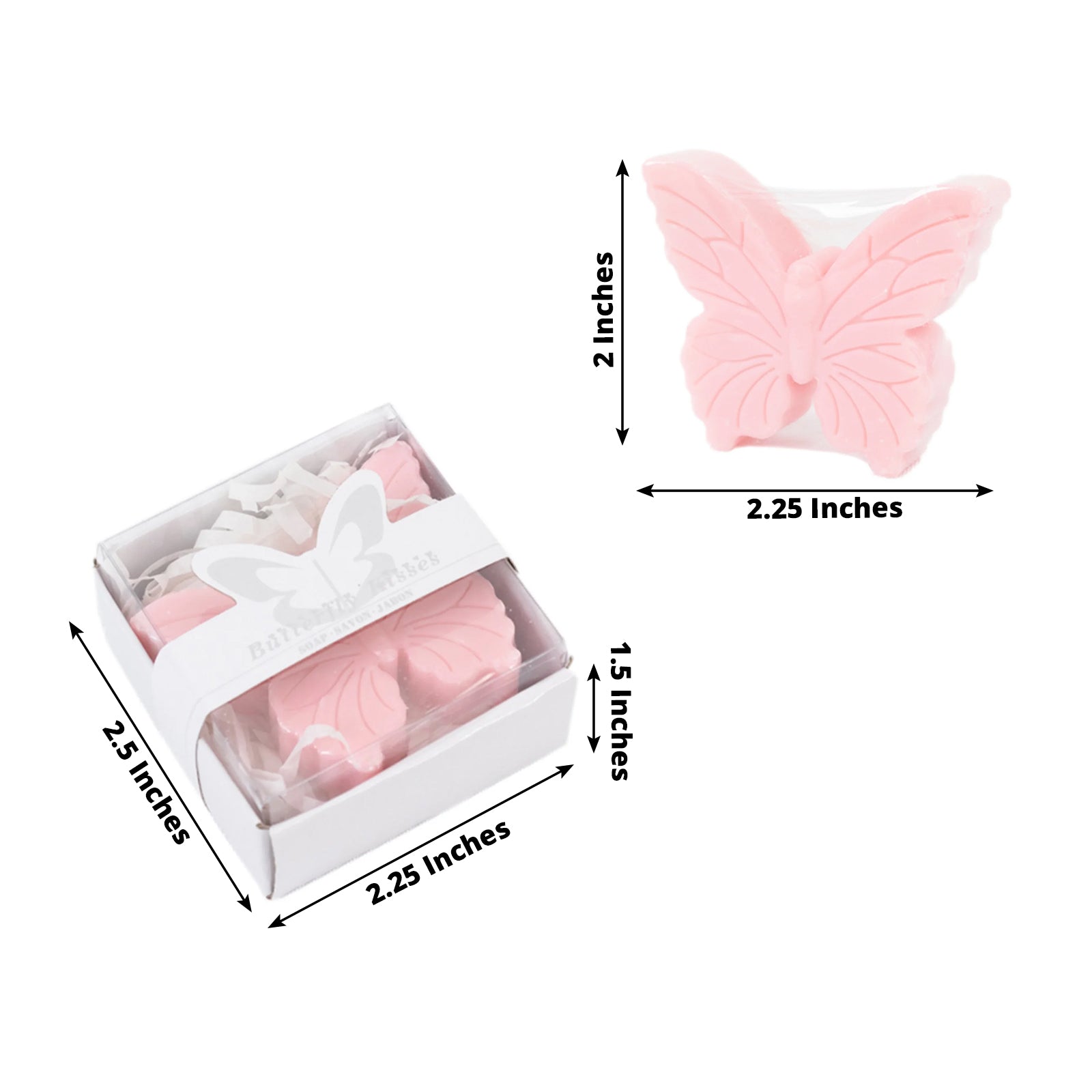 10 Pack Blush Butterfly Unscented Soap Baby Shower Favors with Gift Boxes, Pre - Packed Bridal Shower Wedding Souvenirs - 2" - Bell Racket Store