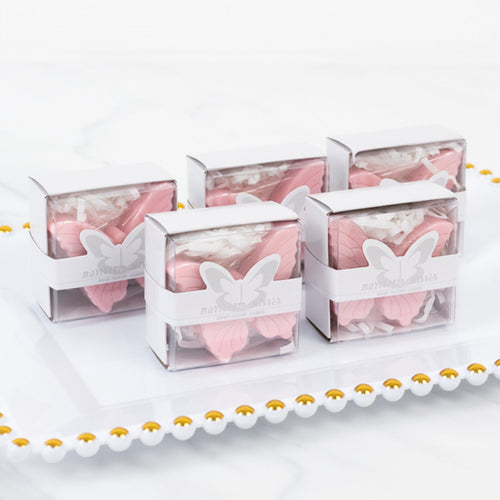 10 Pack Blush Butterfly Unscented Soap Baby Shower Favors with Gift Boxes, Pre - Packed Bridal Shower Wedding Souvenirs - 2" - Bell Racket Store